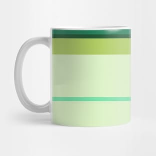 A shocking harmonization of Salem, Medium Aquamarine, Very Light Green, Pine and June Bud stripes. Mug